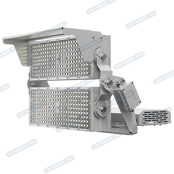 Pack de 2x Projecteurs hautes puissances LED de stade filaire - Série EVOLUTION V2 - 1200 Watts - 204 000 Lumens - 170 Lumens/Watt - Angle 20° / 30° / 60° / 90° / MBP20 / MLP30 / MBP45 / MBP70 au choix - 3000K à 6500K - Visière en option - Garantie 5 ans