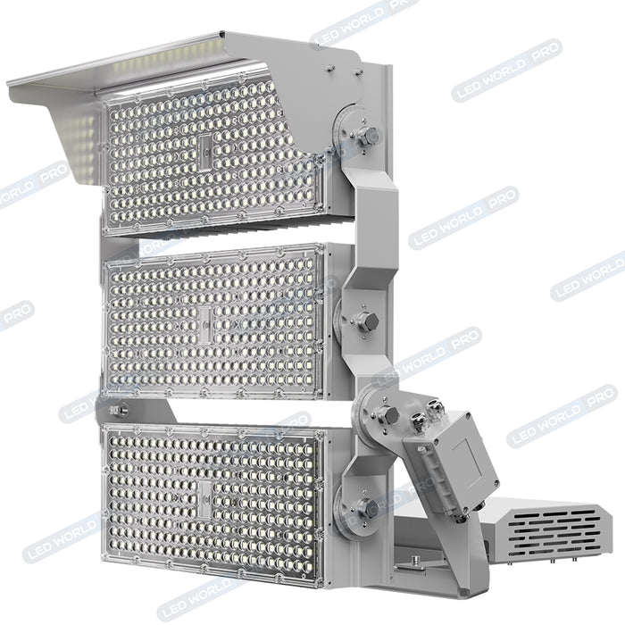 Pack de 4x Projecteurs hautes puissances LED de stade filaire - Série EVOLUTION V2 - 1800 Watts - 306 000 Lumens - 170 Lumens/Watt - Angle 20° / 30° / 60° / 90° / MBP20 / MLP30 / MBP45 / MBP70 au choix - 3000K à 6500K - Visière en option - Garantie 5 ans