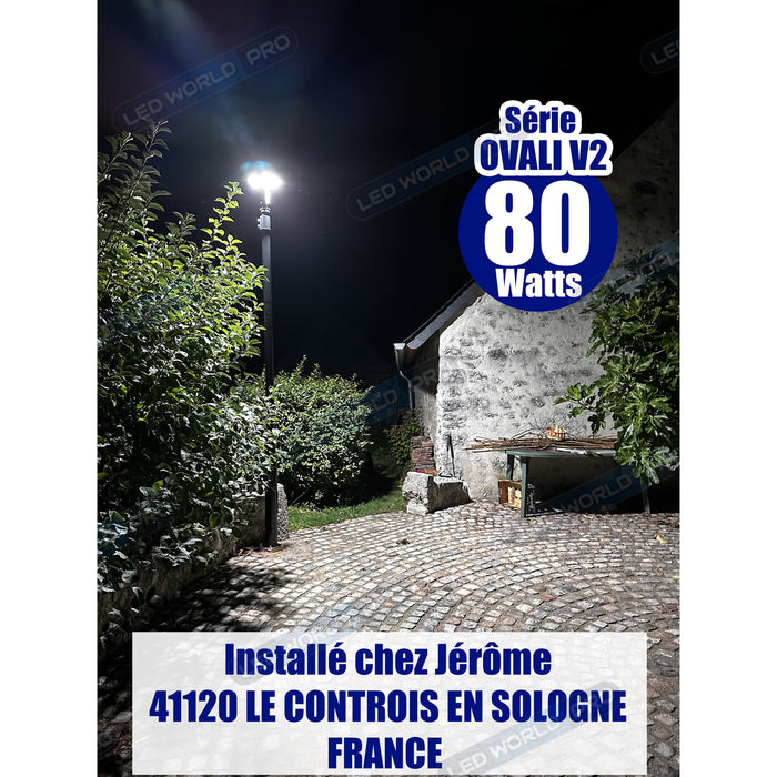 Pack de 10x Lampes de jardin et parking filaire - Série OVALI V2 - CCT (Couleur Changeante en Température) - 50 Watts - 5000 Lumens - 100 Lumens/Watt - IK08 - IP65 - 120° - Dimmable – Tube d’insertion 45 / 60mm - Avec télécommande - Garantie 5 ans