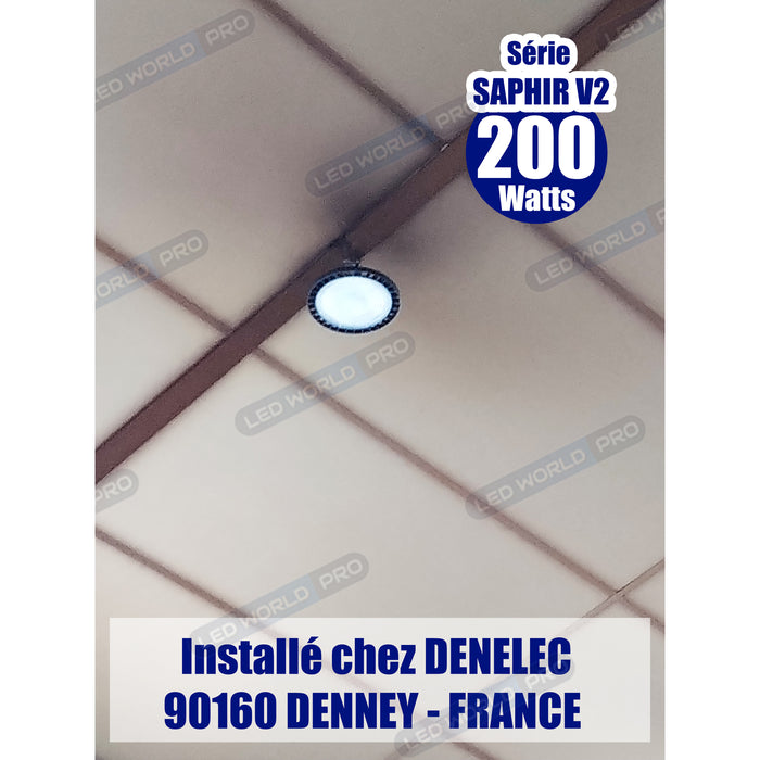 Pack de 4x Lampe industrielle UFO - Série SAPHIR V2 - 100 Watts - 16 000 Lumens - 160 Lumens/Watt - Angle 120° - IP65 - IK08 - 30 x 8 cm - 4000k/5000k au choix - Dimmable - Transformateur OSRAM - Flicker Free - Garantie 5 ans