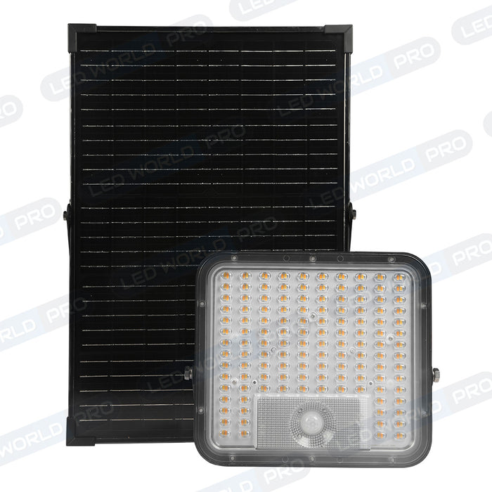 Pack de 8x Projecteurs LED solaire - Série SECURITY 600 - 600 Watts - 9600 Lumens - Angle 120*60° - IP65 - Lampe 26 x 25 x 6 cm - Panneau solaire MONOCRISTALLIN 37 x 26 x 2 cm - Avec détecteur de mouvement - Télécommande - 4000k/6000k - Garantie 3 ans