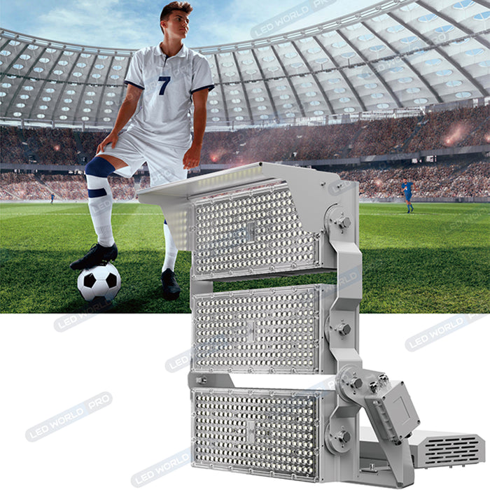 Pack de 4x Projecteurs hautes puissances LED de stade filaire - Série EVOLUTION V2 - 1000 Watts - 170 000 Lumens - 170 Lumens/Watt - Angle 20° / 30° / 60° / 90° / MBP20 / MLP30 / MBP45 / MBP70 au choix - 3000K à 6500K - Visière en option - Garantie 5 ans