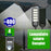 Pack lampadaire solaire complet 4 mètres : Double Luminaire LED pour Candélabre - Série VIEW V2 - 400 Watts - 2300 Lumens - 6000k + Mât STANDARD 4 mètres + 2x Adaptateurs 60/50 - ajustables + Adaptateur double tête de mât en ligne ou perpendiculaire