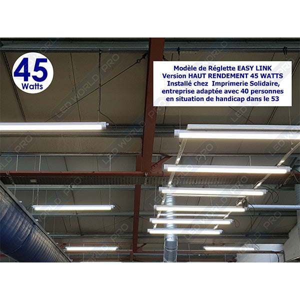 Pack de 6x Réglettes LED étanches connectables - Série EASY-LINK - Version HAUT RENDEMENT - 60 Watts - 8400 Lumens - 140 Lumens/Watt - 150 x 7 x 6 cm - Angle 120° - IP65 - 4000k / 5000k - Transformateur TRIDONIC - Garantie 5 ans