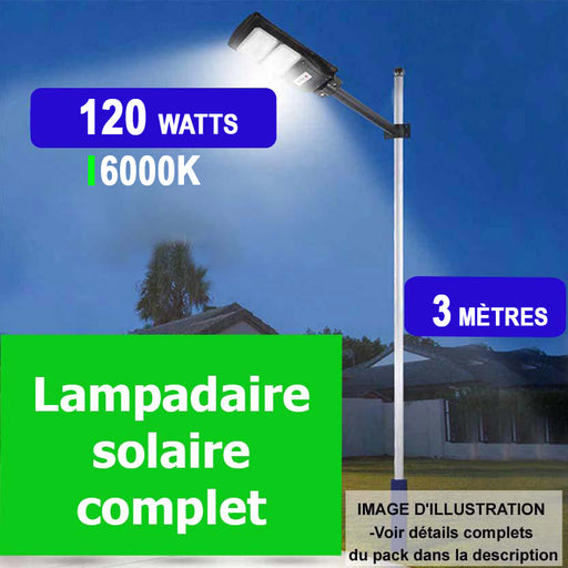 Ecd Germany - Lampadaire solaire LED 60W avec détecteur de mouvement lampe  extérieur de rue - Lampes solaires - Rue du Commerce