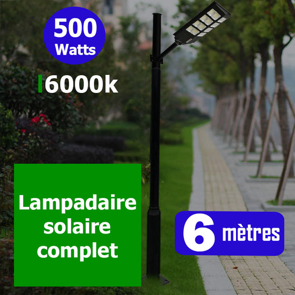 Pack lampadaire Solaire série OVNI SATELLITE : Lampadaire solaire pour  extérieur 500 Watts - 3000k + Mâts STANDARD 4 mètres